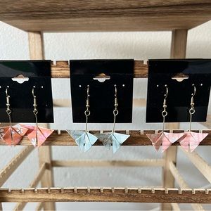 Origami butterfly drop earrings